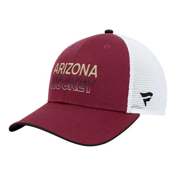 Arizona Coyotes Fanatics Pro Rink Trucker Hat In Red & White - Front Left View