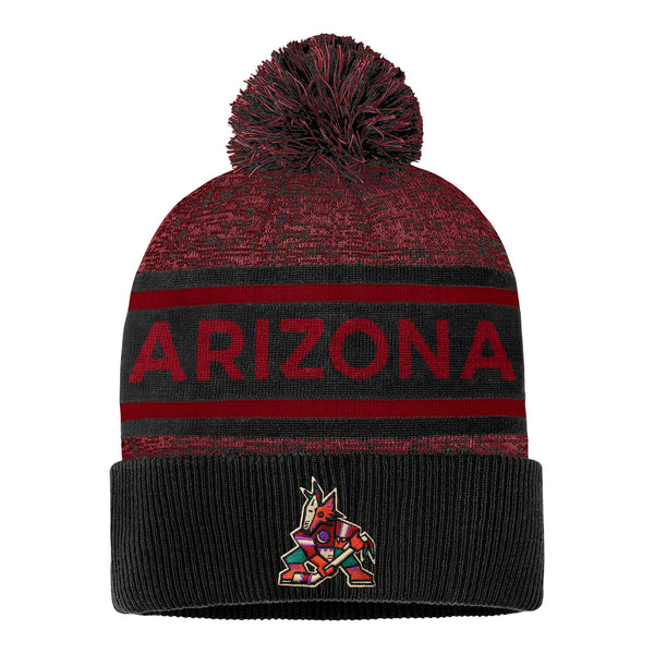 Arizona Coyotes Fanatics Pro Rink Knit Beanie In Black & Red - Front View