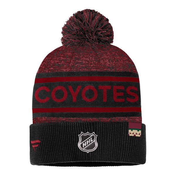 Arizona Coyotes Fanatics Pro Rink Knit Beanie In Black & Red - Back View