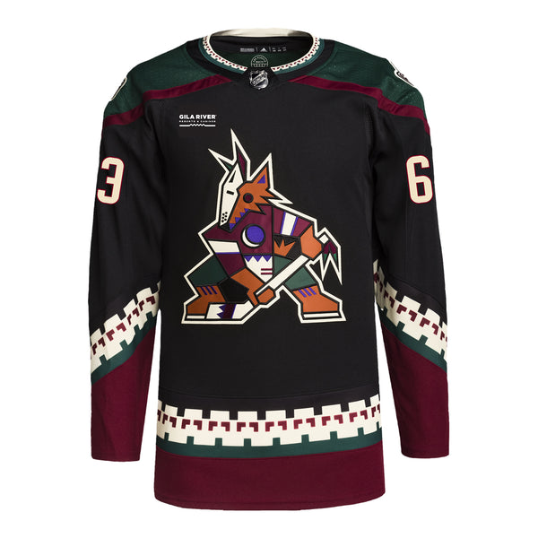 ARIZONA COYOTES MATIAS MACCELLI BLACK AUTHENTIC JERSEY - Front View