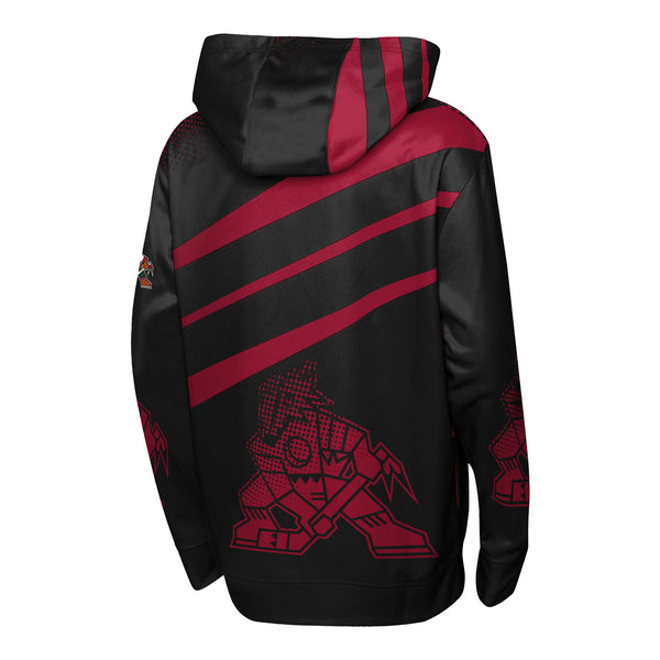Youth Arizona Coyotes Outerstuff Home Ice Advantage Hooded Sweatshirt In Black & Red - Back View