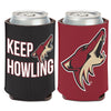 Arizona Coyotes 12 oz. Keep Howling Can Cooler in Red and Black - Front and Back View