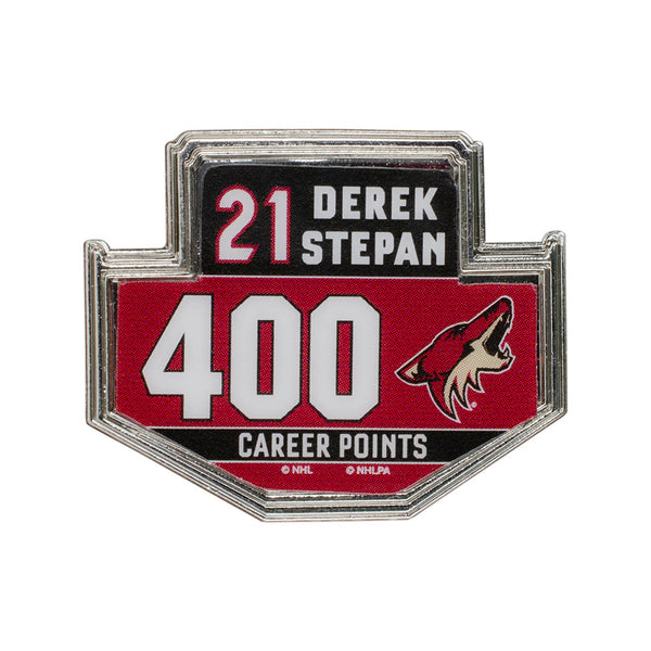 Arizona Coyotes Derek Stepan Career Points Hatpin in Red and Black - Front View