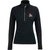 Ladies Levelwear Coyotes Energy 1/2 Zip Pullover in Black - Front View