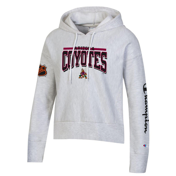 Ladies Champion Coyotes Reverse Weave Hooded Sweatshirt in Gray - Front View