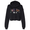 Ladies Coyotes Hooded Crop Pullover in Black - Front View
