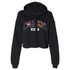 Ladies Coyotes Hooded Crop Pullover in Black - Front View