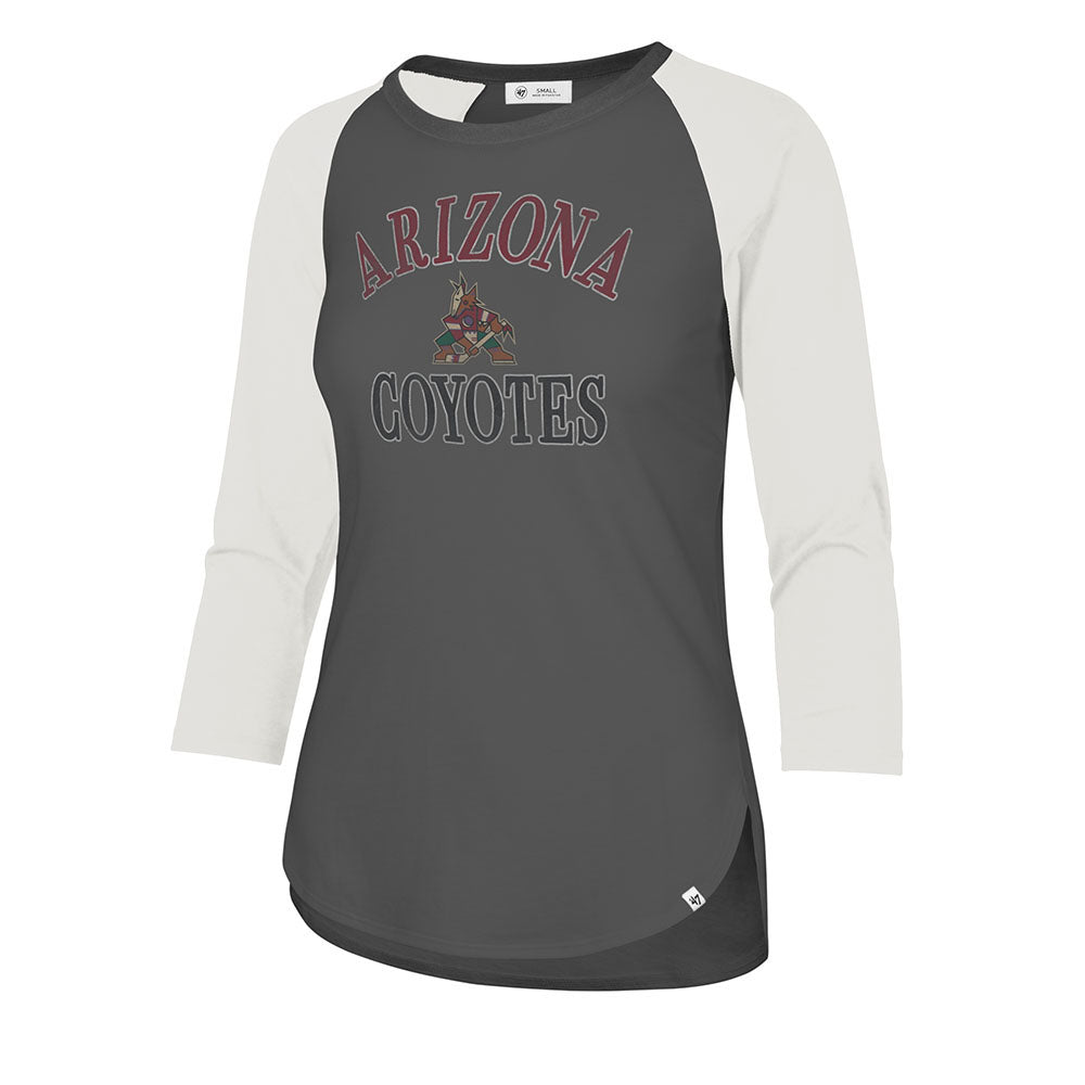 Phoenix Coyotes Retro Brand WOMEN White Maroon 3/4 Sleeve T-Shirt (M) 