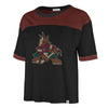 Ladies '47 Brand Billie Kachina Crop T-shirt in Black and Maroon - Front View