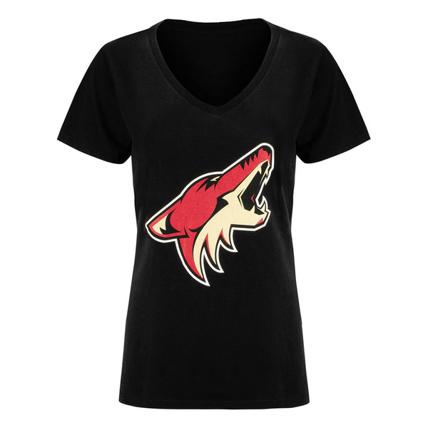 Arizona Coyotes Ladies MVP V-Neck T-Shirt in Black - Front View