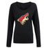 Arizona Coyotes Ladies Primary Team Logo Long Sleeve V-Neck T-Shirt in Black - Front View