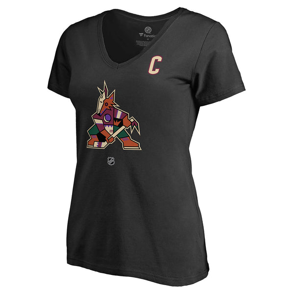 Arizona Coyotes Ladies NHL Number and Name T-Shirt in Black - Front View