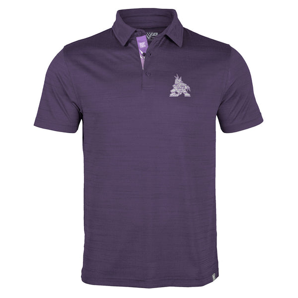 Levelwear Coyotes Hockey Fights Cancer Sway Polo in Purple - Front View