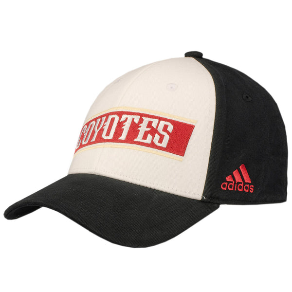 Adidas Arizona Coyotes Stretch Cap Flex Hat in Black and White - Left View