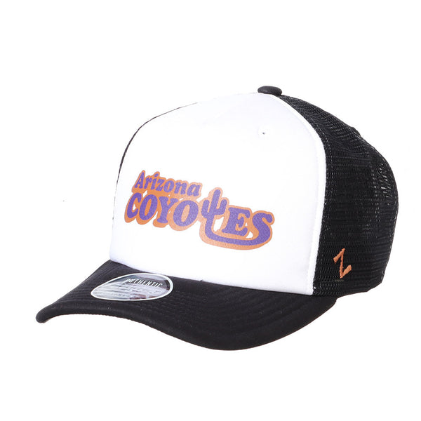 Coyotes x Zephyr Trucker Hat in White - Front Left View