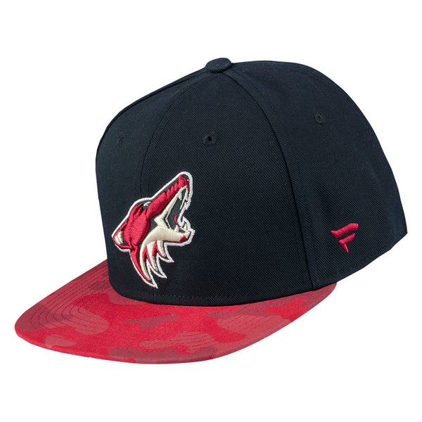 Arizona Coyotes Mute Camo Snapback Hat in Red and Black - Left View