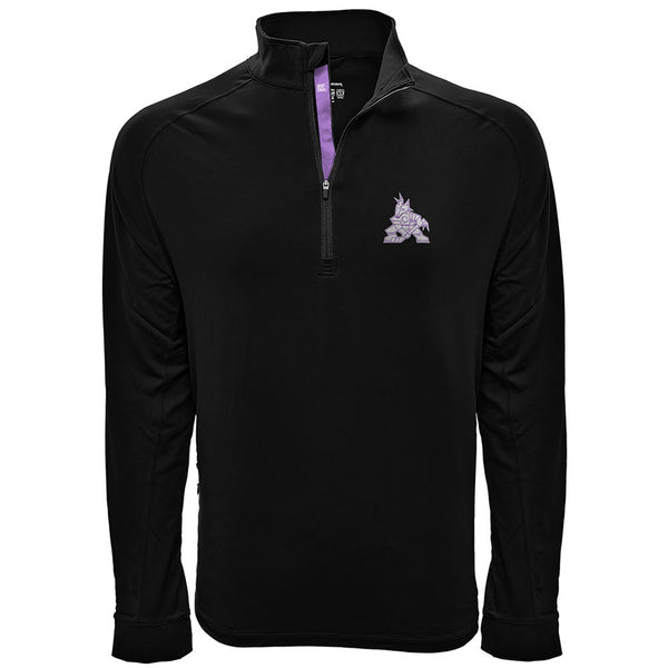 Levelwear Coyotes Hockey Fights Cancer 1/4 Zip Jacket in Black - Front View