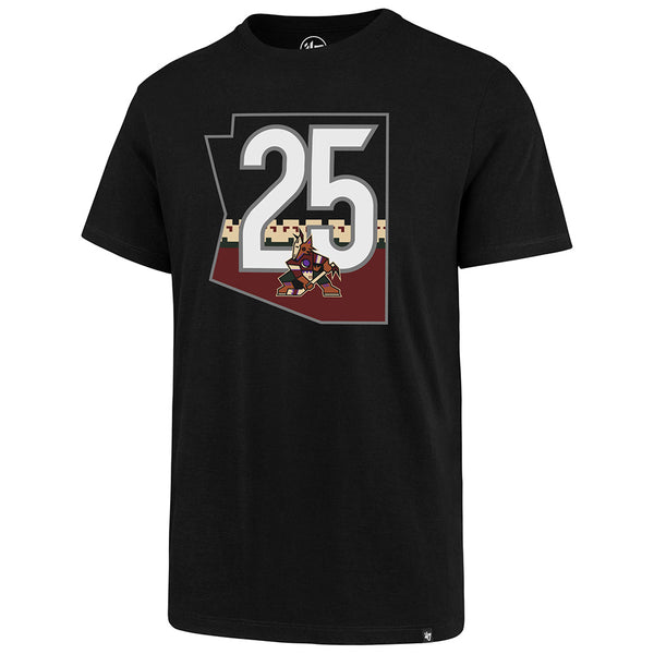 ’47 Brand Arizona Coyotes 25th Anniversary Rival T-Shirt in Black - Front View
