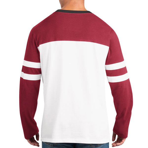 Starter Coyotes Long-Sleeve T-Shirt In White & Red - Back View On Model
