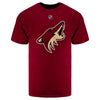 Arizona Coyotes Men's Fanatics Branded Clayton Keller Name & Number T-Shirt in Red - Front View