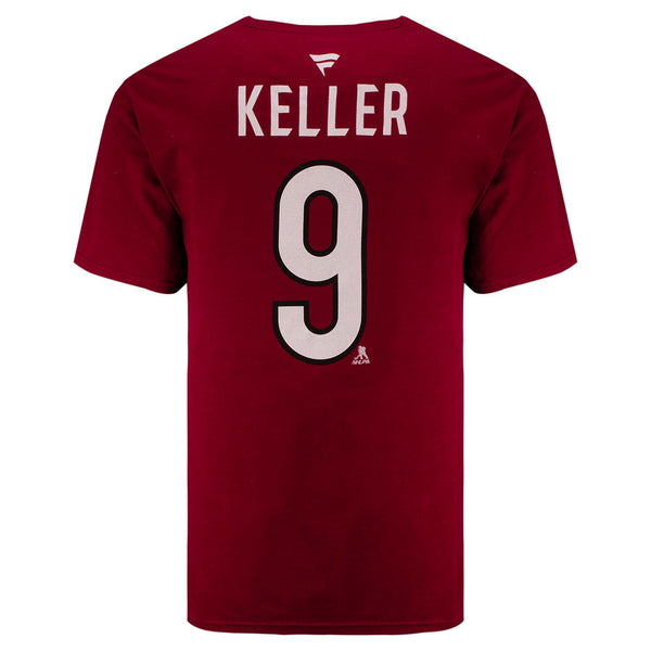 Arizona Coyotes Men's Fanatics Branded Clayton Keller Name & Number T-Shirt in Red - Back View