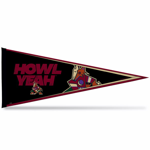 Arizona Coyotes 12X30 Howl Yeah Pennant in Black - Front View