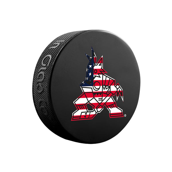 Coyotes Americana Puck in Black - Front View