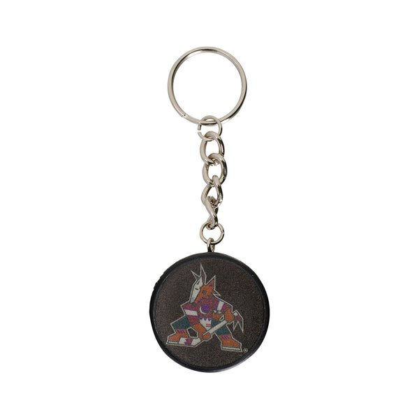Inglasco Coyotes Mini Puck Kachina Keychain in Black - Front View