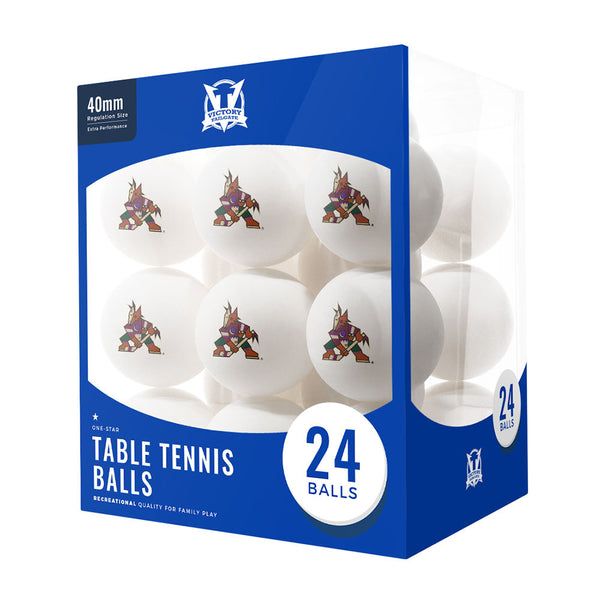 Products Victory Tailgate Arizona Coyotes 24 Count Table Tennis Balls Logo Design in White - Front View