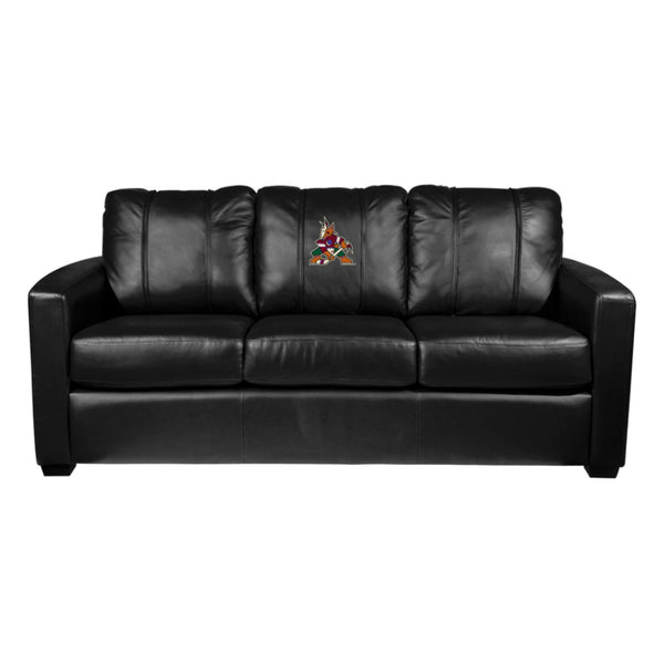Dream Seat Silver Sofa with Arizona Coyotes Primary Logo in Black - Front View