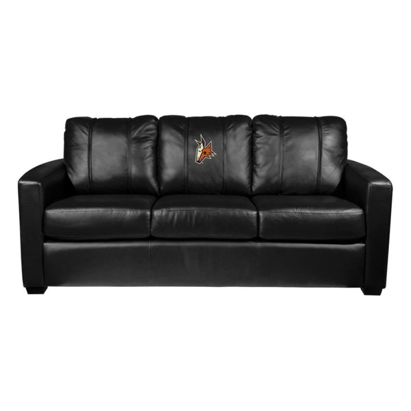 Dream Seat Silver Sofa with Arizona Coyotes Secondary Logo in Black - Front View