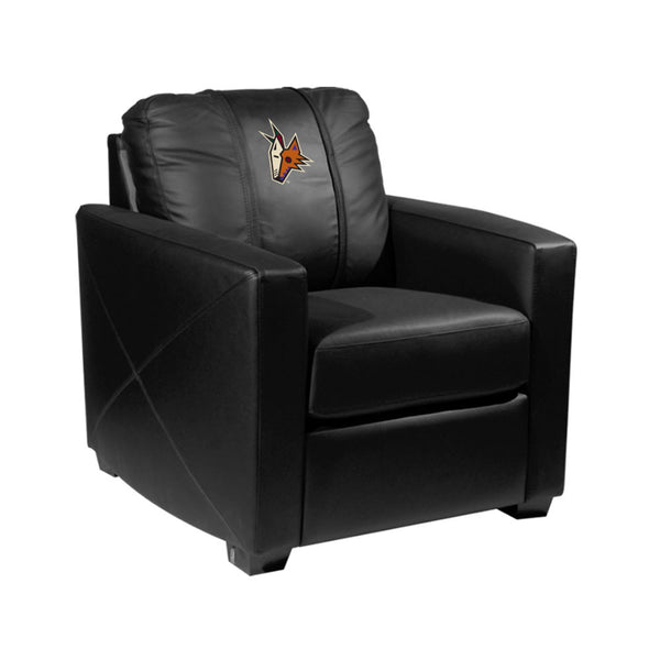 Dream Seat Silver Club Chair with Arizona Coyotes Secondary Logo in Black - Front View