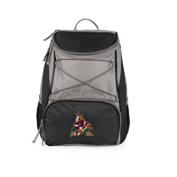 Picnic Time Coyotes PTX Backpack Cooler in Black and Gray - Front View
