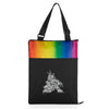 Picnic Time Coyotes Outdoor Blanket and Tote in Black and Rainbow - Front View