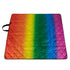 Picnic Time Coyotes Outdoor Blanket and Tote in Black and Rainbow - Top View Unfolded