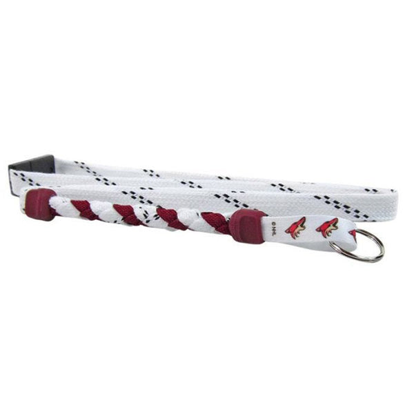 Arizona Coyotes Lace Keychain in White - Front View