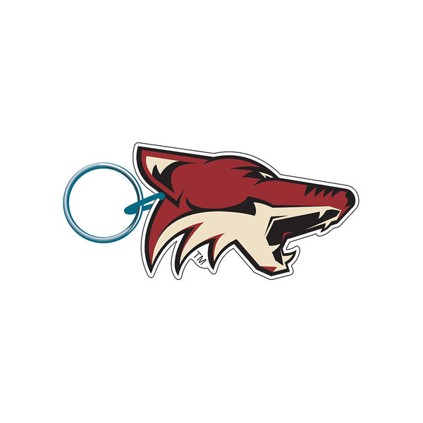 Arizona Coyotes Wincraft Premium Acrylic Key Ring in Red and Tan - Front View