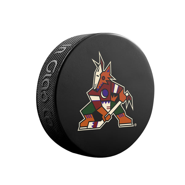 Arizona Coyotes Alternate Logo Hockey Puck in Black - Front View