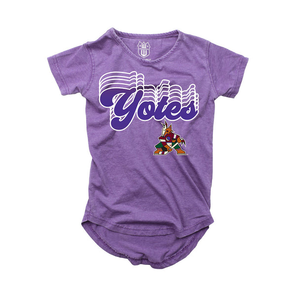 Girls Coyotes Boatneck Tunic Tshirt in Purple - Front View