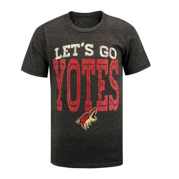 Youth Outerstuff Arizona Coyotes Let's Go Coyotes T-Shirt in Gray - Front View