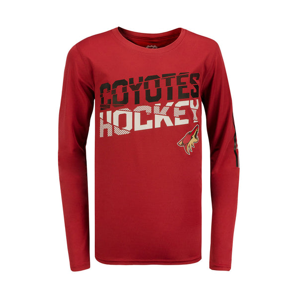 Youth Outerstuff Arizona Coyotes  Break Lines Long Sleeve in Red - Front View