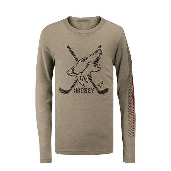 Youth Outerstuff Arizona Coyotes  Binary 2 In 1 Long Sleeve in Tan - Front View