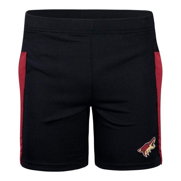 Youth Outerstuff Arizona Coyotes Leader Tank Top & Shorts Set In Black & Red - Shorts Front View