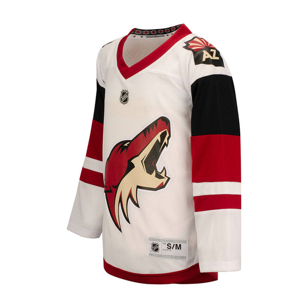 Outerstuff Youth Arizona Coyotes Replica Away Blank Jersey in White - Left View