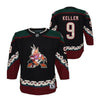 Outerstuff Youth Arizona Coyotes Premier Clayton Keller Home Jersey in Black - Front and Back View