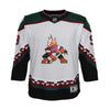 Outerstuff Youth Arizona Coyotes Premier Clayton Keller Away Jersey in White - Front View