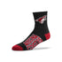 For Bare Feet Arizona Coyotes Quarter-Length Socks in Black and Red - Left View